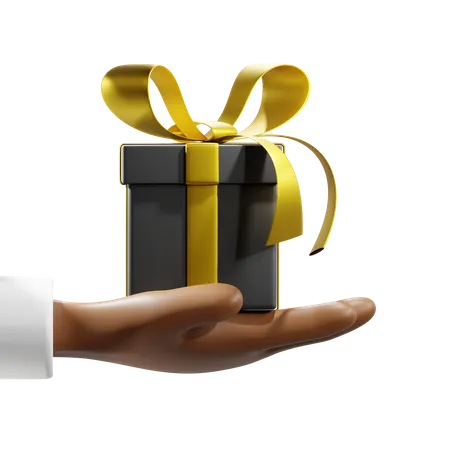 Free Hand Holding Black Friday Gift Box  3D Icon