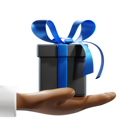 Free Hand Holding Gift box  3D Icon