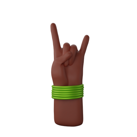 Free Hand mit Armreifen mit Rock N‘ Roll-Zeichen  3D Icon