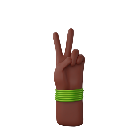 Free Hand mit Armreifen mit Victory-Zeichen  3D Icon