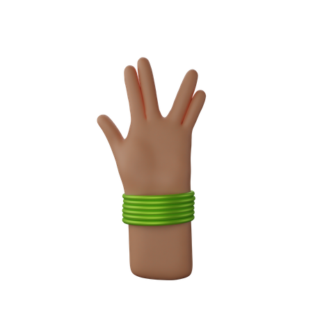Free Hand mit Armreifen mit dem Zeichen „Lebe lang und in Frieden“  3D Illustration