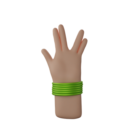 Free Hand mit Armreifen mit dem Zeichen „Lebe lang und in Frieden“  3D Illustration