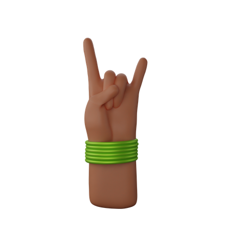 Free Hand mit Armreifen mit Rock'n'Roll-Zeichen  3D Illustration