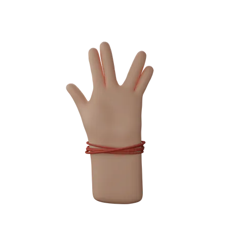 Free Hand mit Dhaga zeigt das Zeichen „Lebe lang und in Frieden“  3D Illustration
