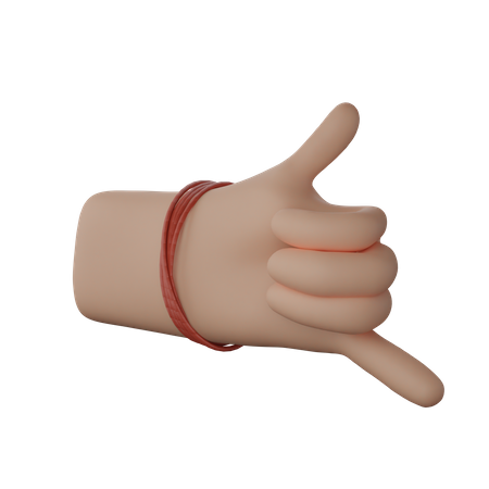 Free Hand mit Dhaga, die die Geste „Ruf mich an“ zeigt  3D Illustration
