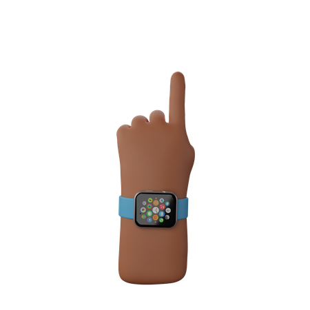 Free Hand mit Smartwatch, die die Geste „Finger nach oben“ zeigt  3D Illustration