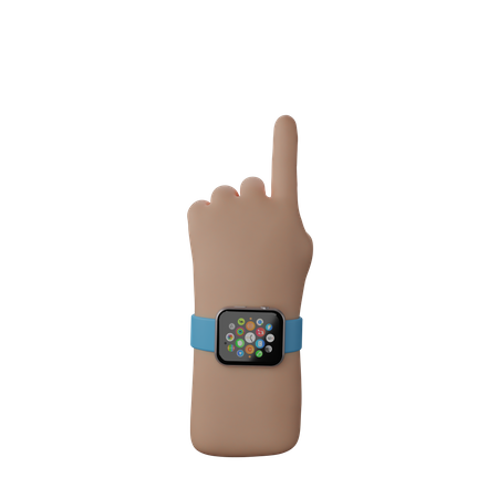 Free Hand mit Smartwatch, die die Geste „Finger nach oben“ zeigt  3D Illustration