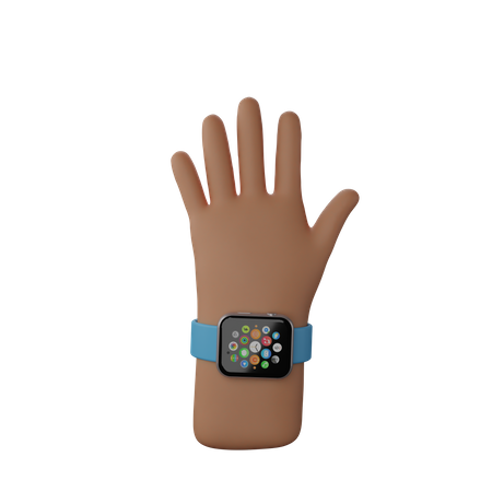 Free Hand mit Smartwatch zeigt Stop-Geste  3D Illustration