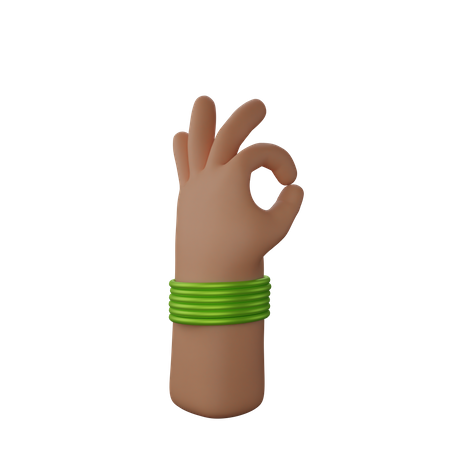 Free Hand with bangles showing All ok gesture 3D Illustration