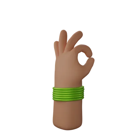 Free Hand with bangles showing All ok gesture 3D Illustration