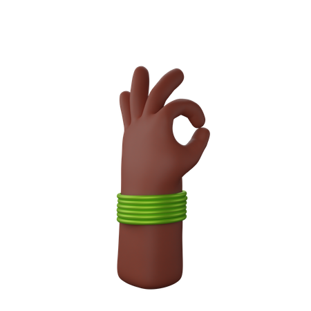 Free Hand with bangles showing All ok gesture  3D Icon