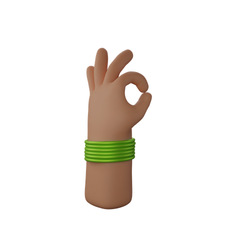 Free Hand with bangles showing All ok gesture  3D Icon