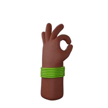 Free Hand with bangles showing All ok gesture  3D Illustration