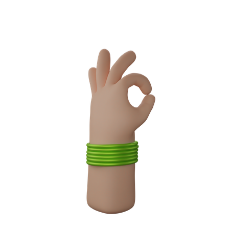 Free Hand with bangles showing All okay gesture 3D Illustration