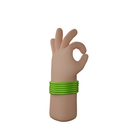 Free Hand with bangles showing All okay gesture  3D Icon