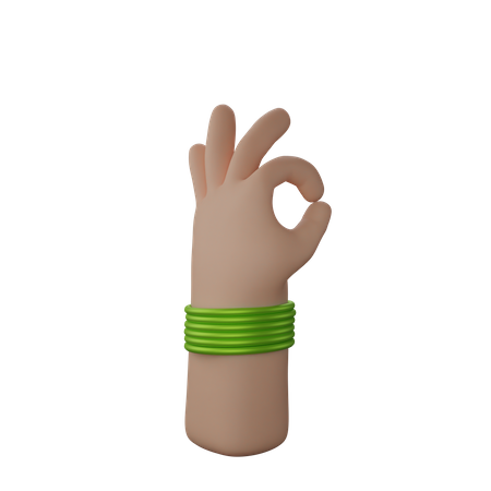 Free Hand with bangles showing All okay gesture  3D Illustration