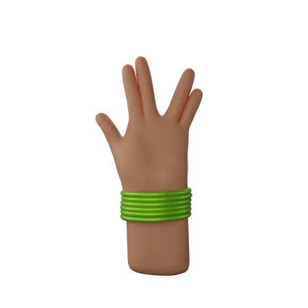 Free Hand with bangles showing Live Long And Prosper Sign  3D Illustration