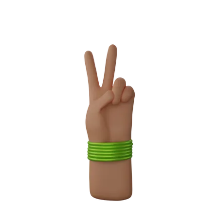 Free Hand with bangles showing Peace sign  3D Illustration