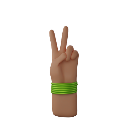 Free Hand with bangles showing Peace sign  3D Icon