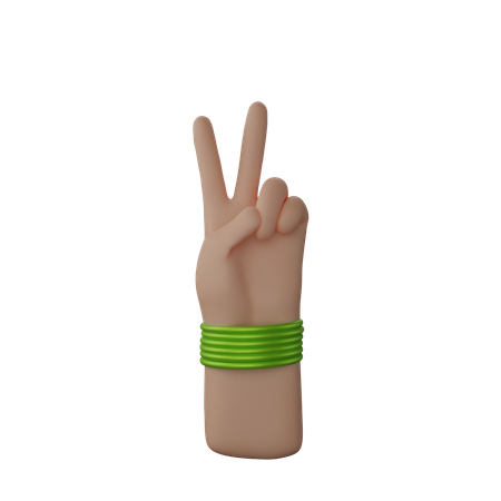 Free Hand with bangles showing Peace sign  3D Icon
