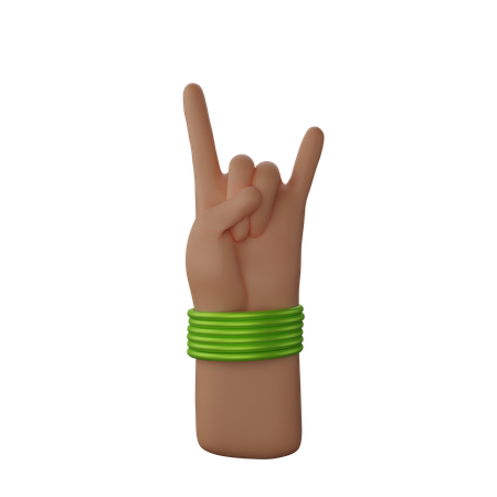 Free Hand with bangles showing Rock and Roll Sign  3D Illustration
