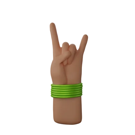 Free Hand with bangles showing Rock and Roll Sign 3D Illustration