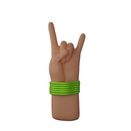 Free Hand with bangles showing Rock and Roll Sign  3D Icon