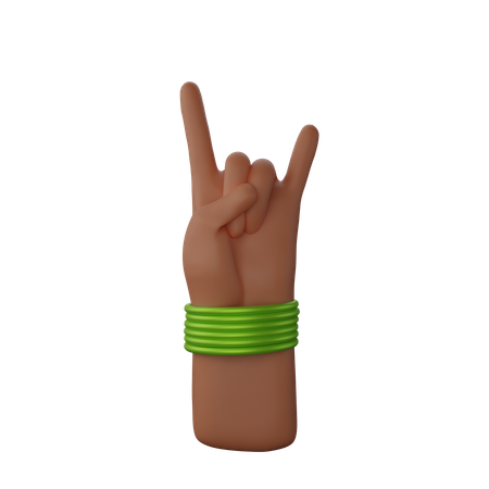 Free Hand with bangles showing Rock and Roll Sign  3D Icon