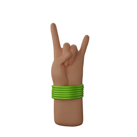 Free Hand with bangles showing Rock and Roll Sign  3D Illustration