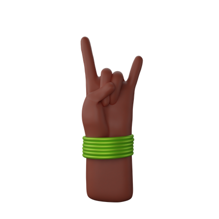 Free Hand with bangles showing Rock N’ Roll Sign  3D Icon
