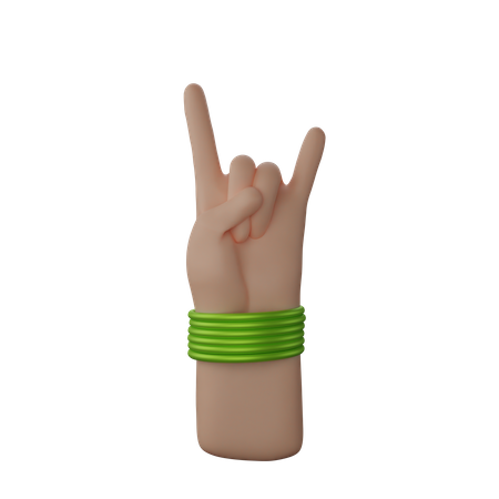 Free Hand with bangles showing Rock N’ Roll Sign  3D Icon