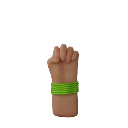 Free Hand with bangles showing Solidarity Fist Sign 3D Illustration
