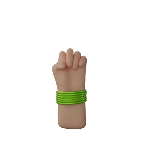 Free Hand with bangles showing Solidarity Fist Sign 3D Illustration