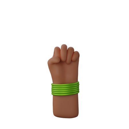 Free Hand with bangles showing Solidarity Fist Sign  3D Icon