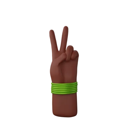Free Hand with bangles showing victory sign  3D Illustration
