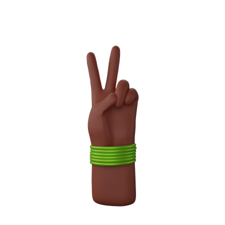 Free Hand with bangles showing victory sign  3D Icon