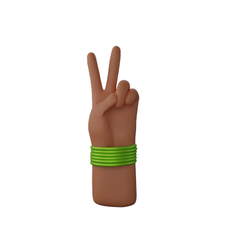 Free Hand with bangles showing victory sign  3D Icon