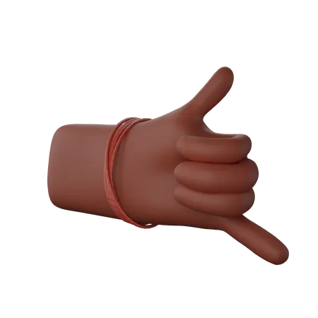 Free Hand with dhaga showing Call me gesture 3D Illustration