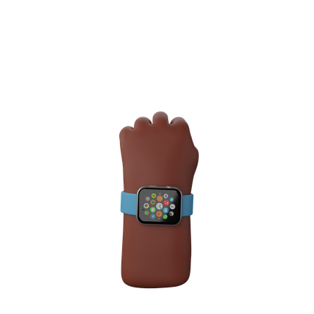 Free Hand with fitness watch showing Solidarity Fist Sign  3D Illustration