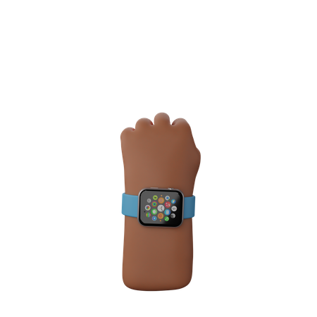 Free Hand with fitness watch showing Solidarity Fist Sign 3D Illustration
