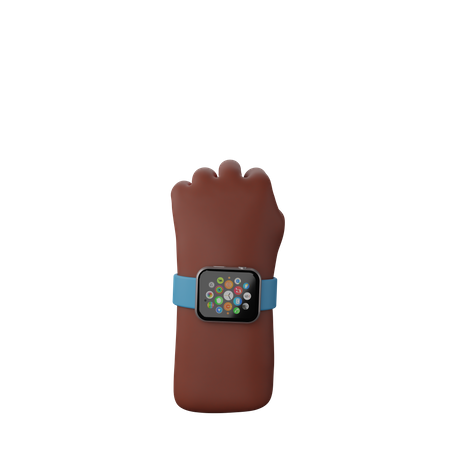 Free Hand with fitness watch showing Solidarity Fist Sign  3D Icon