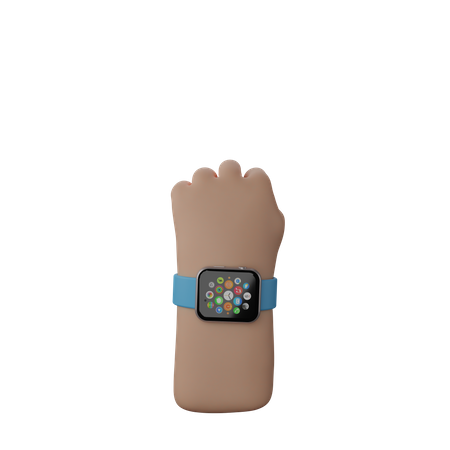 Free Hand with fitness watch showing Solidarity Fist Sign  3D Icon