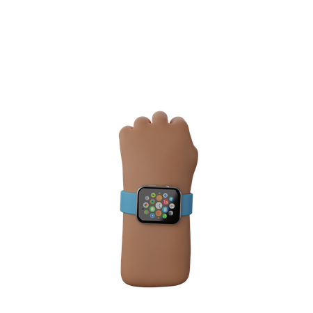 Free Hand with fitness watch showing Solidarity Fist Sign  3D Icon