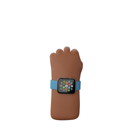 Free Hand with fitness watch showing Solidarity Fist Sign  3D Icon