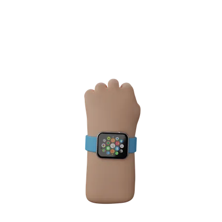 Free Hand with fitness watch showing Solidarity Fist Sign  3D Illustration