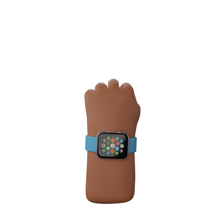 Free Hand with fitness watch showing Solidarity Fist Sign  3D Illustration