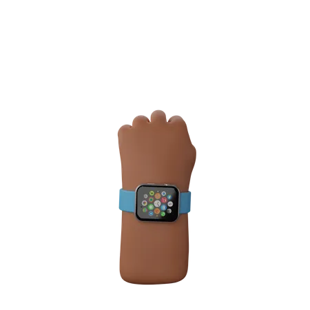 Free Hand with fitness watch showing Solidarity Fist Sign  3D Illustration