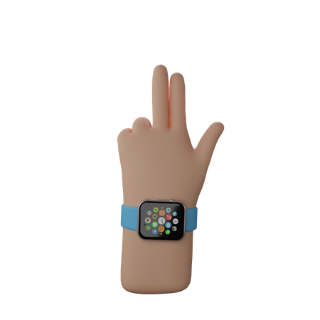 Free Hand with smart band showing Finger Gun Sign  3D Icon