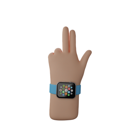 Free Hand with smart band showing Finger Gun Sign  3D Illustration