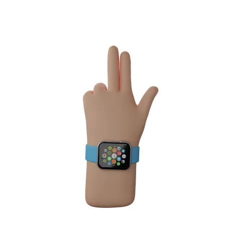 Free Hand with smart band showing Finger Gun Sign  3D Illustration